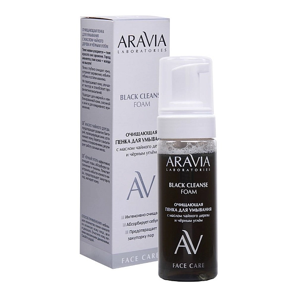 Пенка с маслом чайного дерева и чёрным углём