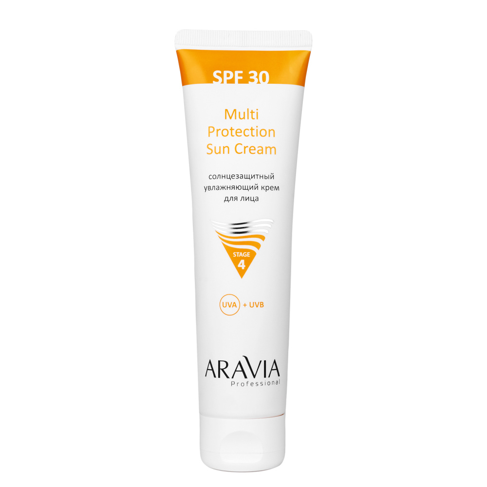 Cолнцезащитный увлажняющий крем для лица Multi Protection Sun Cream SPF 30, 100 мл ARAVIA Professional - фото 1