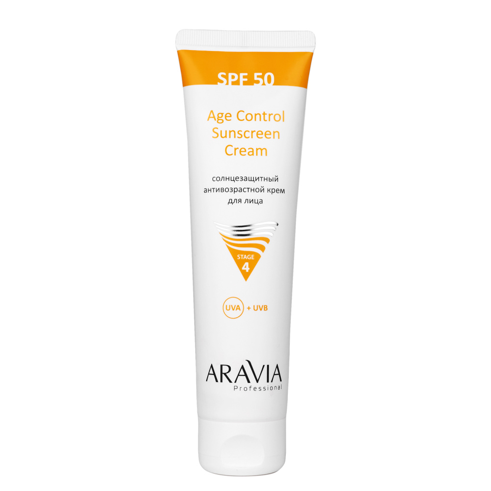 Cолнцезащитный антивозрастной крем для лица Age Control Sunscreen Cream SPF 50, 100 мл ARAVIA Professional
