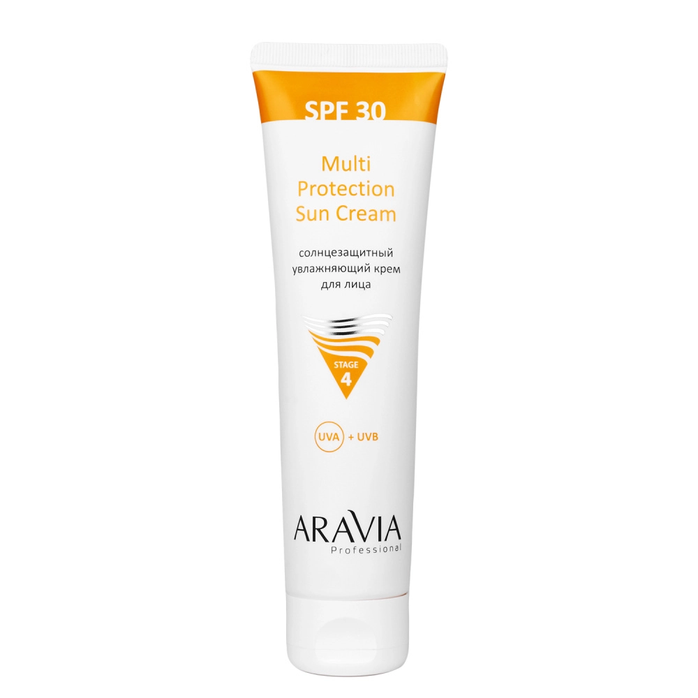 Cолнцезащитный увлажняющий крем для лица Multi Protection Sun Cream SPF 30, 100 мл ARAVIA Professional