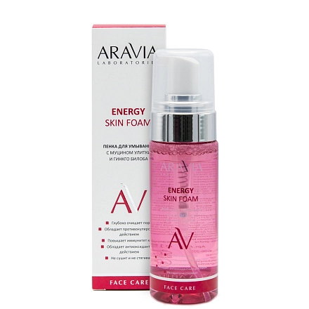Пенка для умывания с муцином улитки и гинкго билоба Energy Skin Foam ...