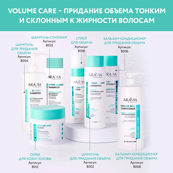 Шампунь для придания объёма тонким и склонным к жирности волосам Volume Pure Shampoo бессульфатный, 420 мл