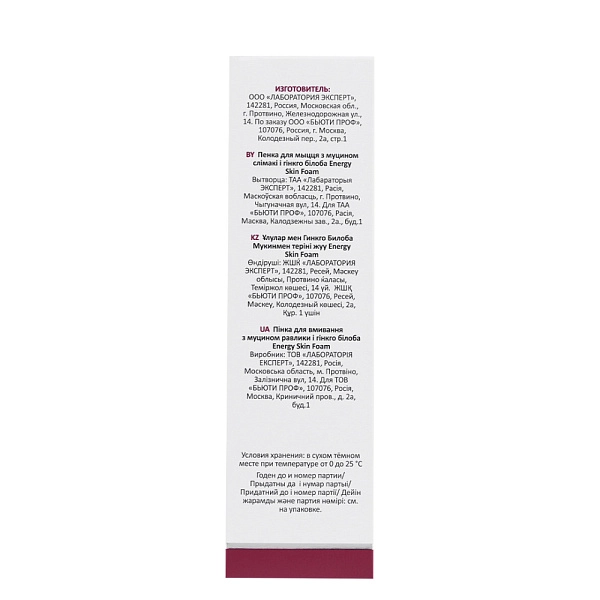 Пенка для умывания с муцином улитки и гинкго билоба Energy Skin Foam, 150 мл